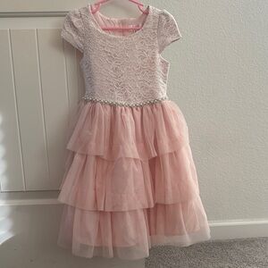 Biscotti Pink Lace Layered Kids Dress